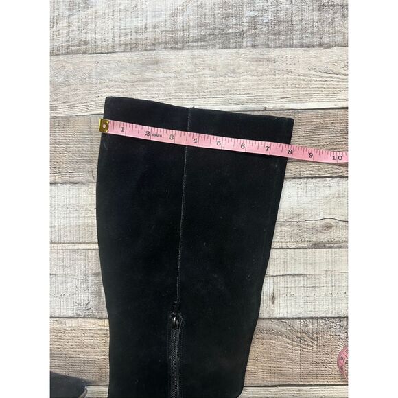 Style & Co Izalea Black Suede Leather Block Heel Wide Calf Tall Boots Size 9.5 - Picture 3 of 7